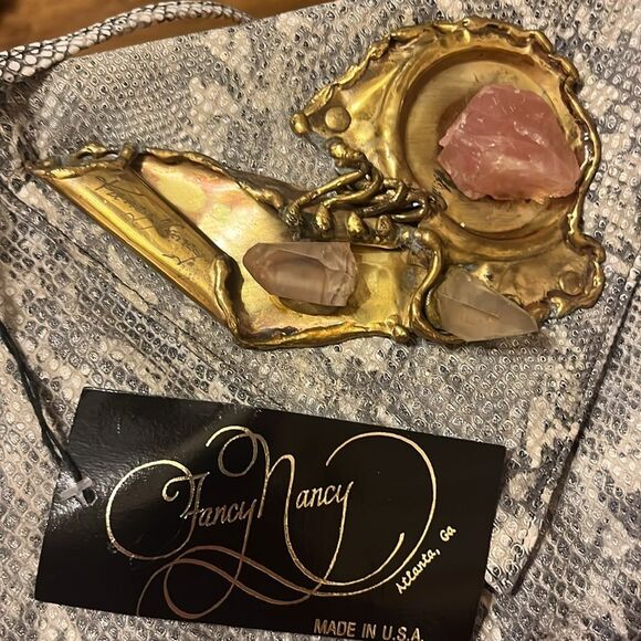 VTG NWT RARE 80’s Fancy Nancy Leather Purse Encrusted With Amethyst and Crystals - Picture 3 of 7